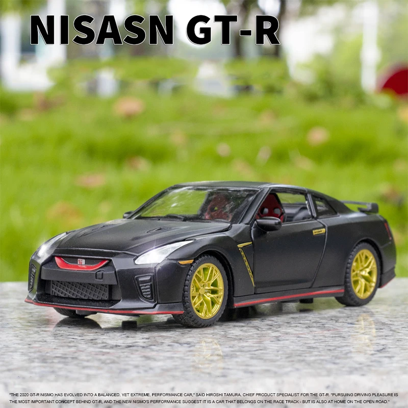 

Модель автомобиля Nissan GTR R34 из металлического сплава, модель автомобиля с подсветкой и звуком, гоночная игрушка, подарки для детей, 1/32