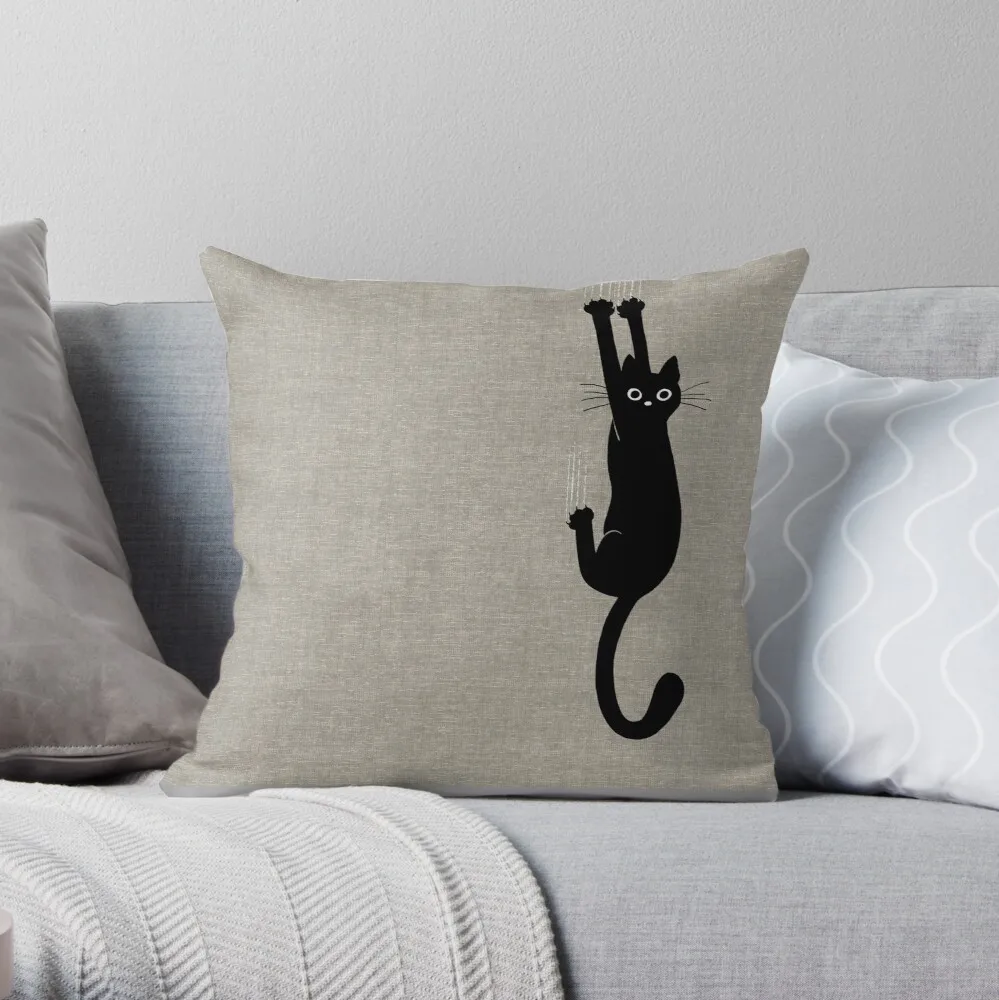 

Pillowslip Black Cat Holding On Throw Pillow 100% Cotton Decor Pillow Case Home Cushion Cover 45*45cm