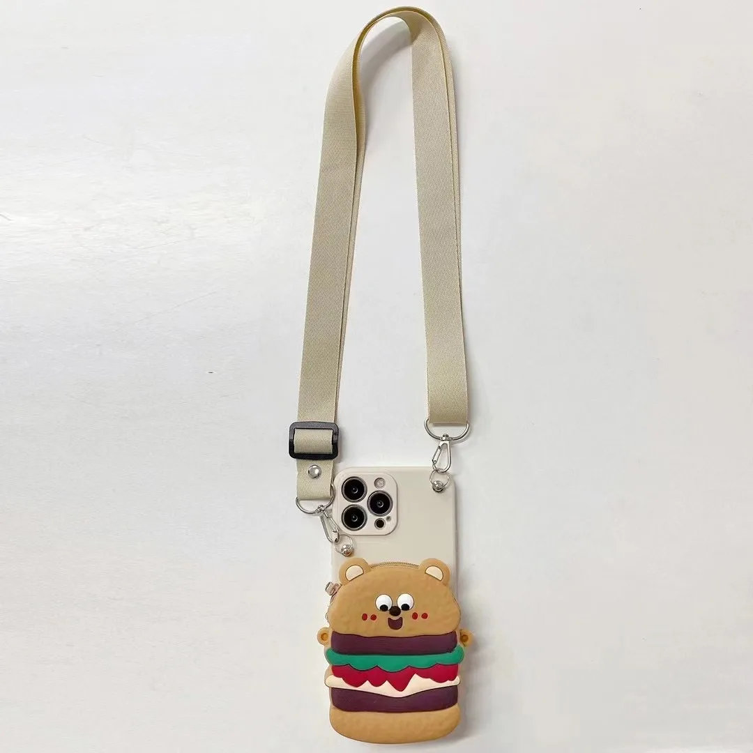 Мультяшный Кошелек для монет сумка чехол iPhone 15 13 14 11 12 Pro Max X XR XS 7 8 Plus SE 2 мягкий