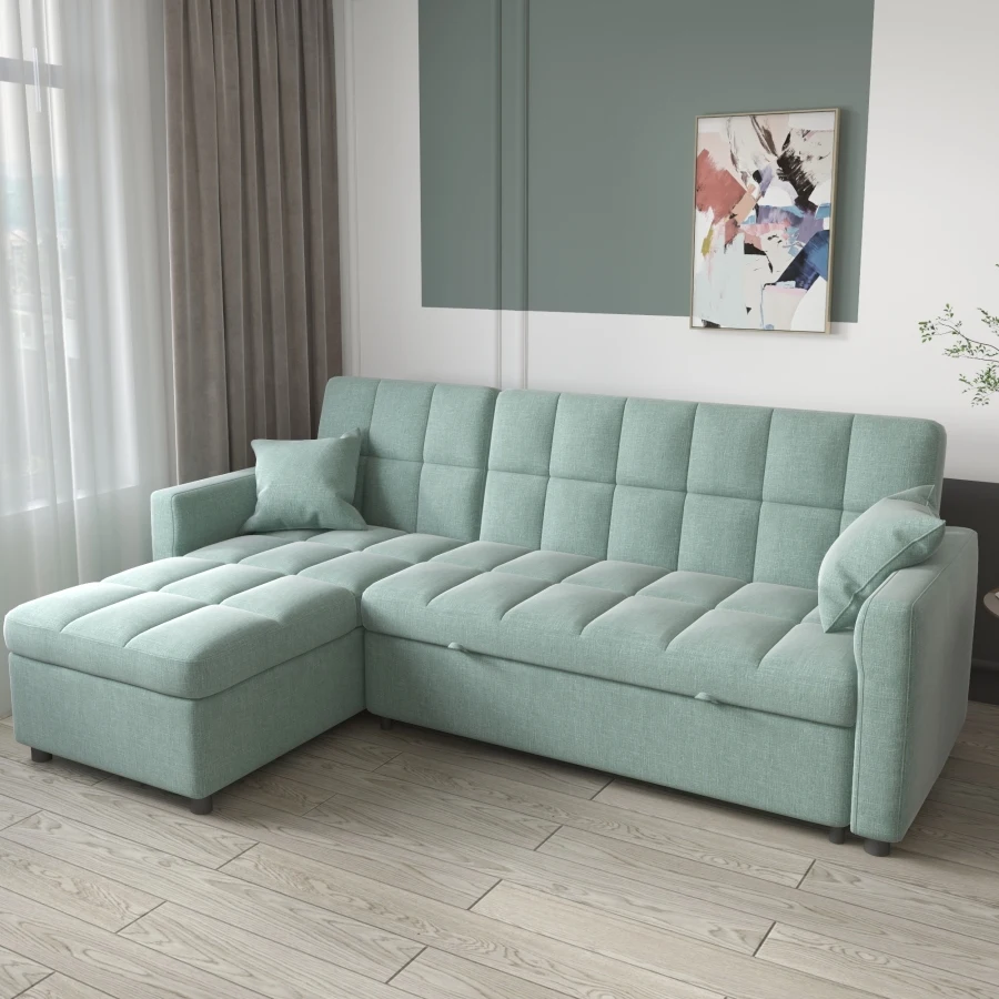 

Free Dropshipping Convertible Sectional Sofa Couch L-shaped Settee Fabric Living Room Linen Sofa Width Style Filling Appearance