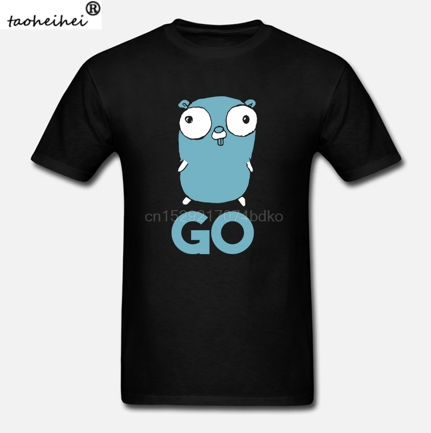 Мужская футболка с принтом хлопковая Футболка круглым вырезом Golang Gopher GO Lang