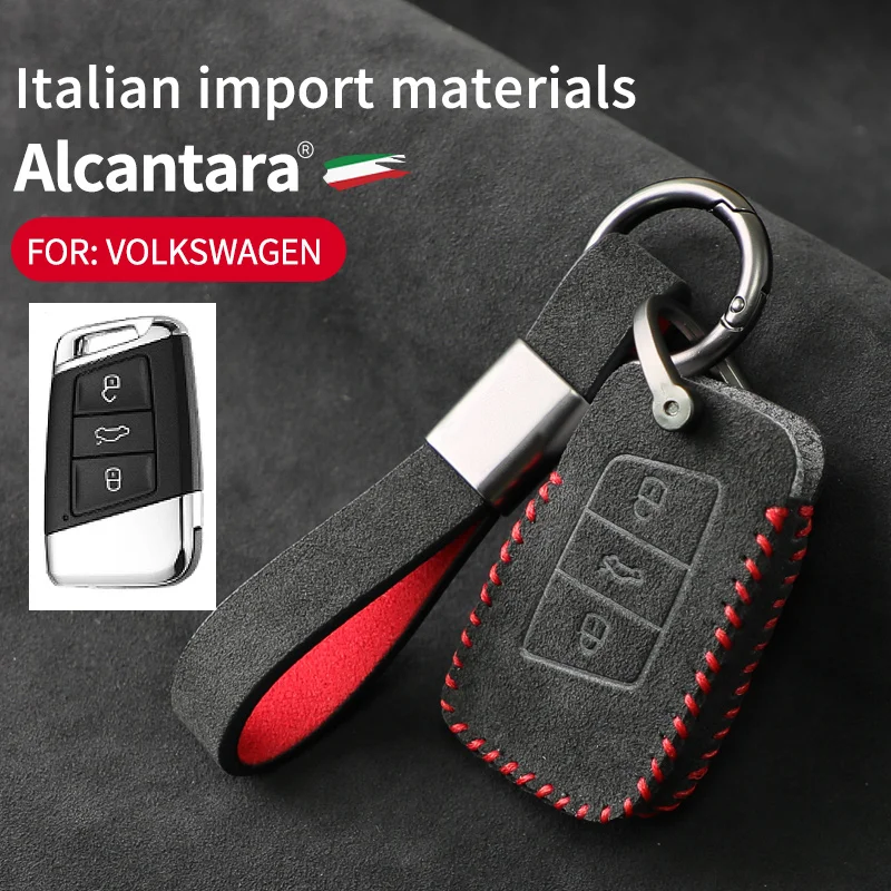 

Imported Suede Car Remote Control Key Bag For Skoda Superb A7 KODIAQ For Volkswagen VW Passat Tiguan Atlas Golf B8