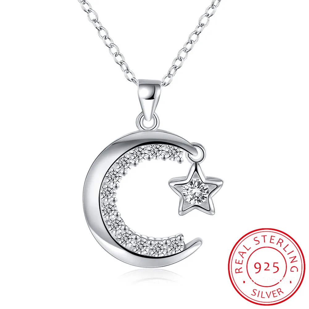 

Женская цепочка со звездами и луной, из серебра 925 пробы