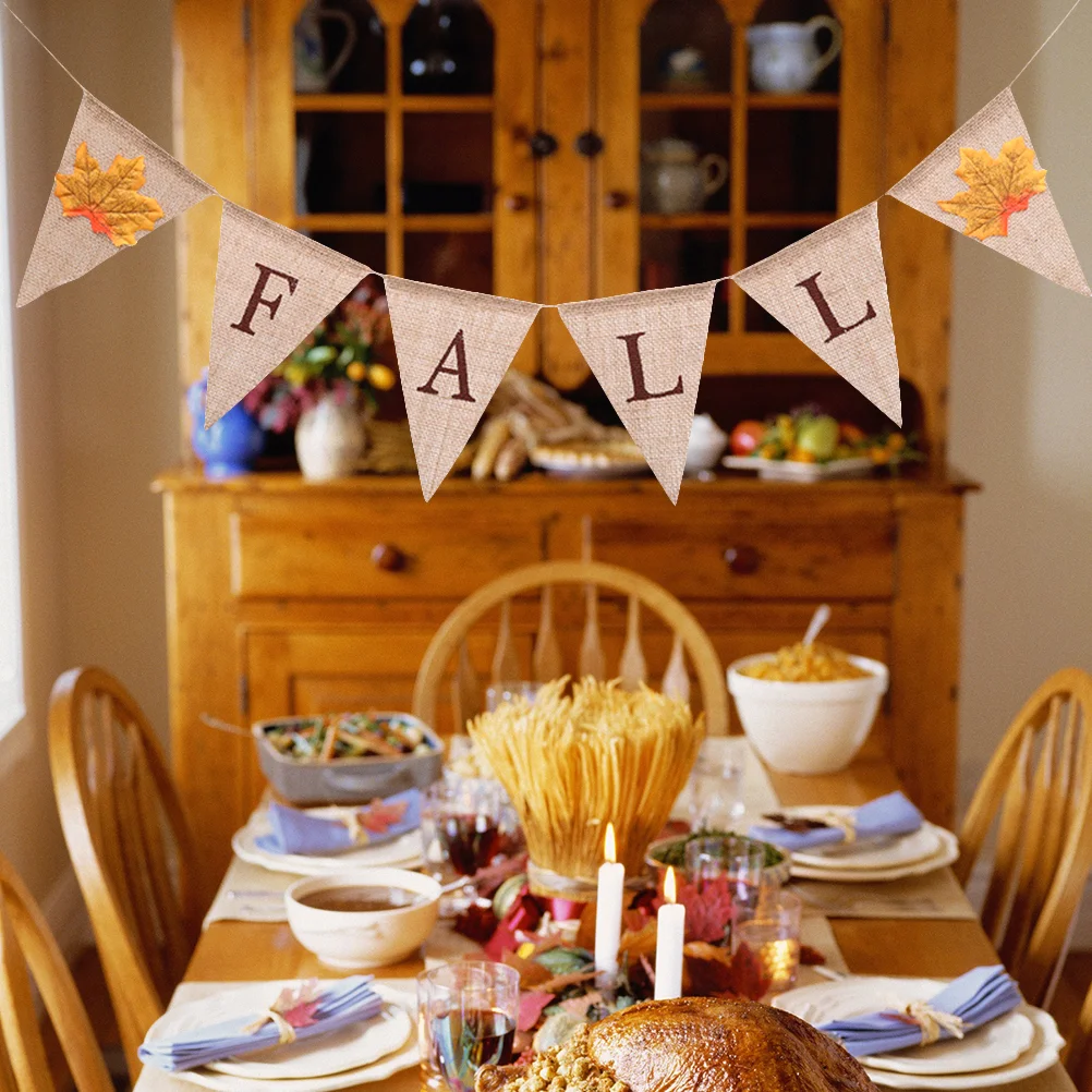 

1pcs Fall Garland Decorative Burlap Hanging Party Supplies Garland for Thanksgiving