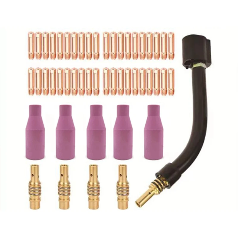 

50Pcs 15AK For Binzel Torch/Gun Consumables Electrode Link Rod Tips Goose Neck Bend For MIG Welding Machine 0.8Mm