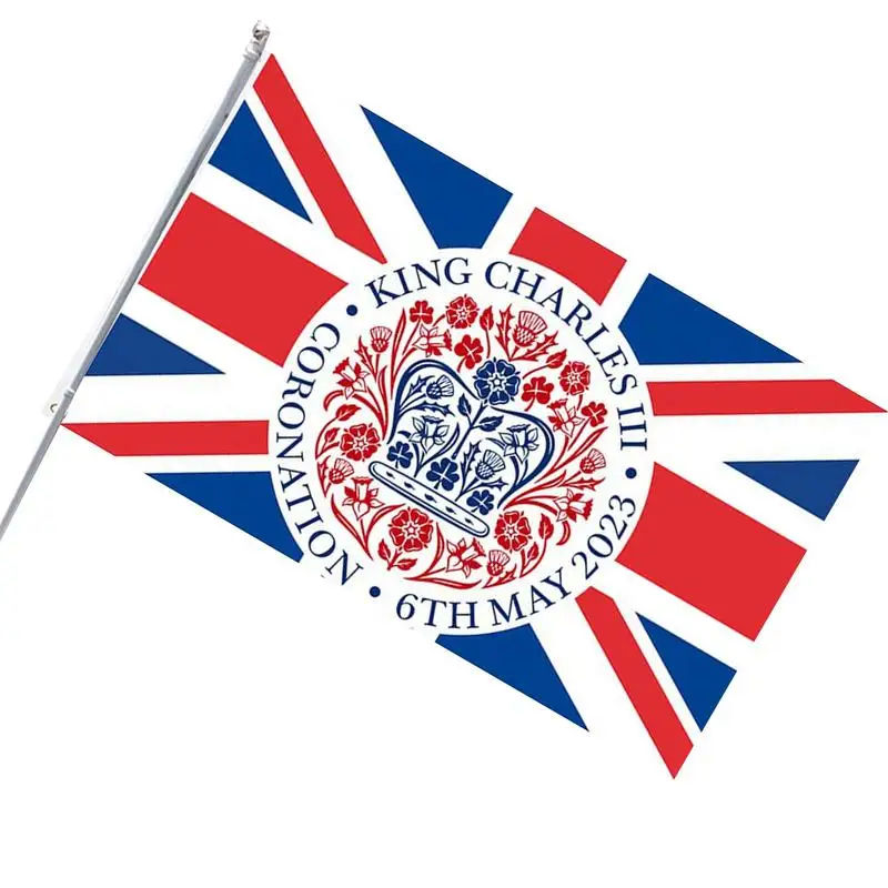 

King Charles III Banner Union Jack Garden Flag 5x3 Ft Union Banner Our New Kin King Charles With 2 Grommets For National Day