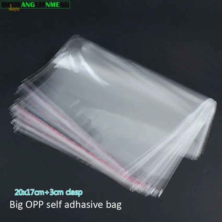 

200pcs Clear Resealable BOPP/Po/ Cellophane Bags 20x18+3cm Transparent OPP Self Adhesive Plastic Packaging Cosmetic Packing Bag