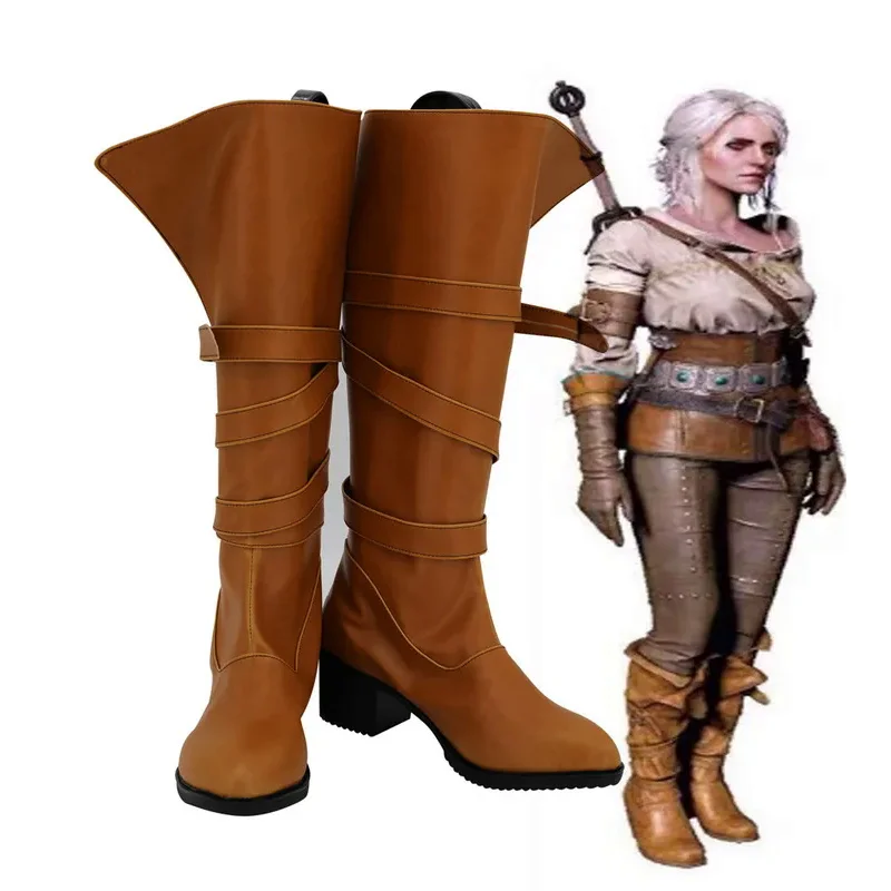 Cirilla Fiona наклелен ринон Цири сапоги для косплея коричневые ботинки изготовленные