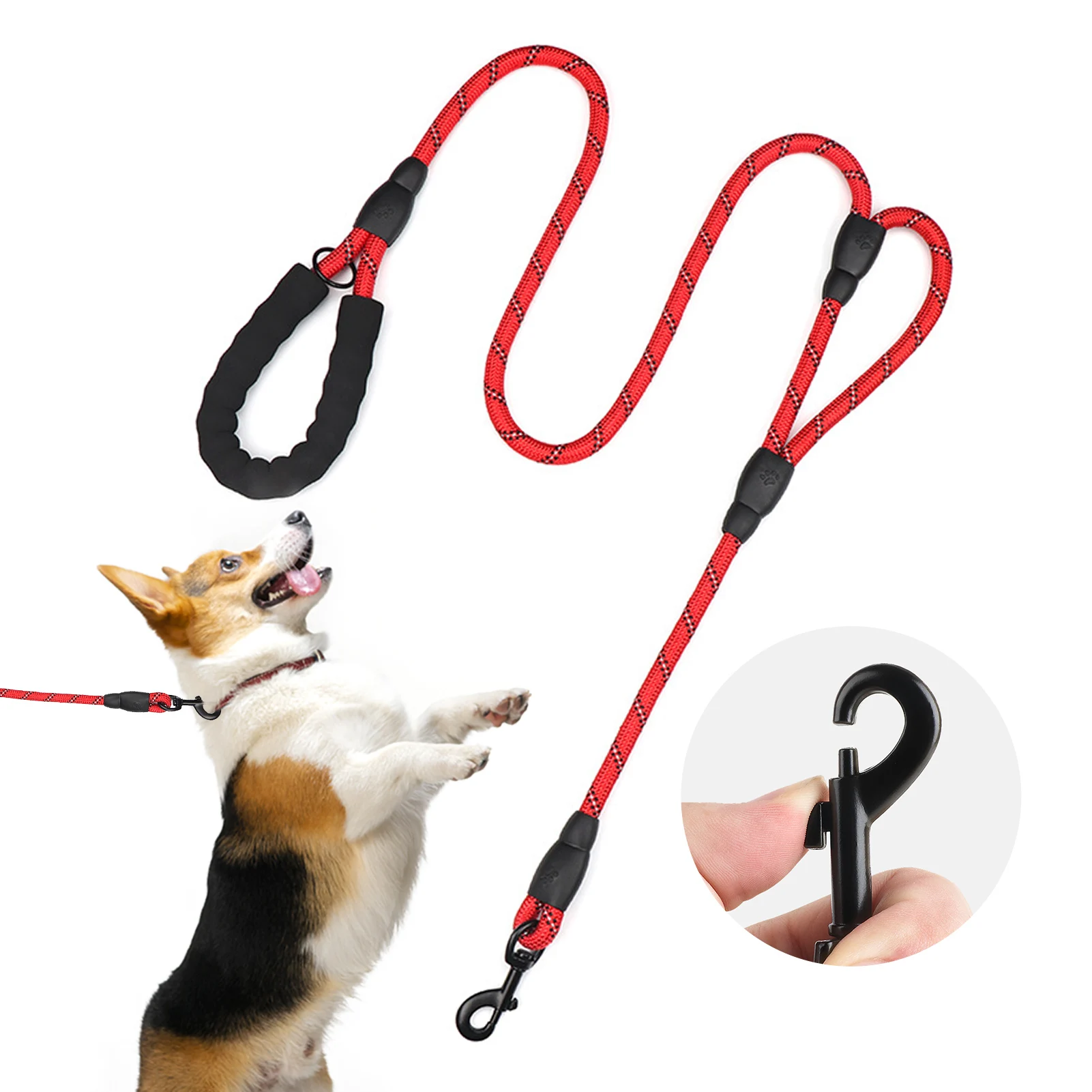 

Поводок для собак круглой формы, для тренировок на открытом воздухе, устойчивый к атмосферным воздействиям, многоразовый, для двора, для прогулок, с двойной ручкой, для бега