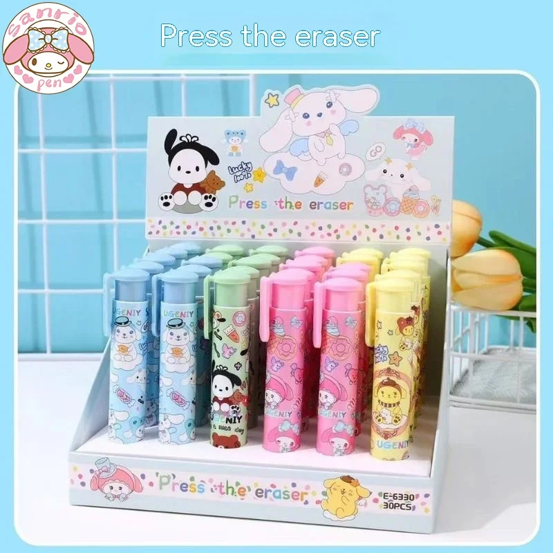 

Sanrio 30 шт. мультяшный пресс ластик Kuromi помада Стиль меньше чипсов крошки и нет следов резиновые ученики канцелярские принадлежности оптом