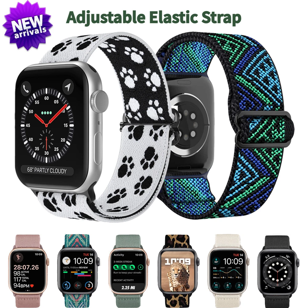 Nylon Loop Strap for Apple Watch Band 45mm 44mm 49mm 41mm 40mm 42mm Adjustable Elastic Bracelet iWatch Series Ultra 8 7 6 5 SE 4