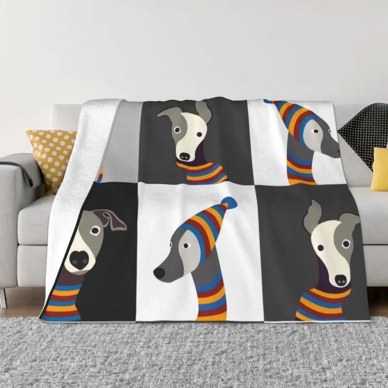 

Whippet Sighthound Dog Blanket for Bed Travel Couch Bedspreads Decor Greyhounds Lurcher Garden Party Theme Flannel Throw Blanket