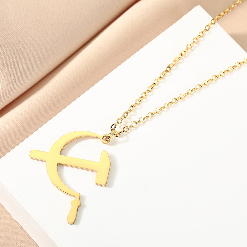 

LUTAKU хипстерское ожерелье с подвеской в виде молота и серпа из нержавеющей стали для женщин и мужчин, рабочие фермеры, ювелирные изделия, очаровательный подарок