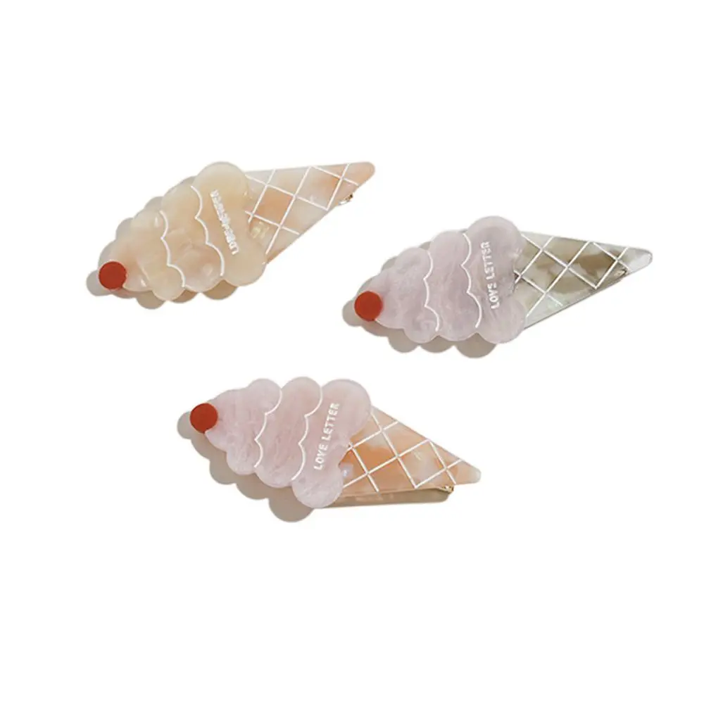 

Acetic Acid Marble Duckbill Clip Women Hair Accessories Sweet Side Clip Korean Style Hairpin Ice Cream Hair Clip