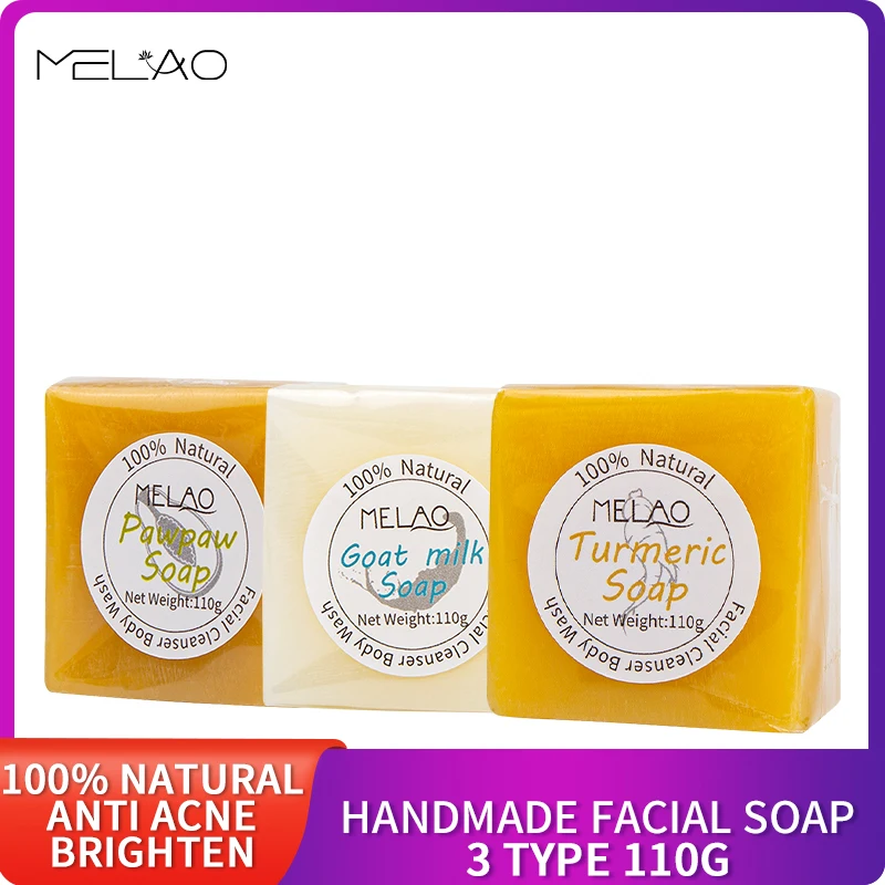 

MELAO Turmeric Soap Face Cleansing Anti Acne Skin Brighten Remove Pimples Dark Spot Lightening Handmade Ginger Body Bath 110g