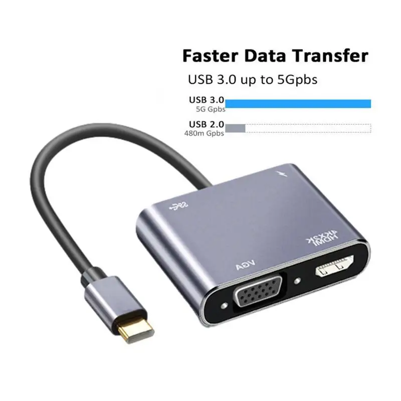 

USB многопортовый адаптер | Высокоскоростная передача Type-c на VGA USB PD Hub | Устройство для чтения карт памяти и карт памяти, офисная техника