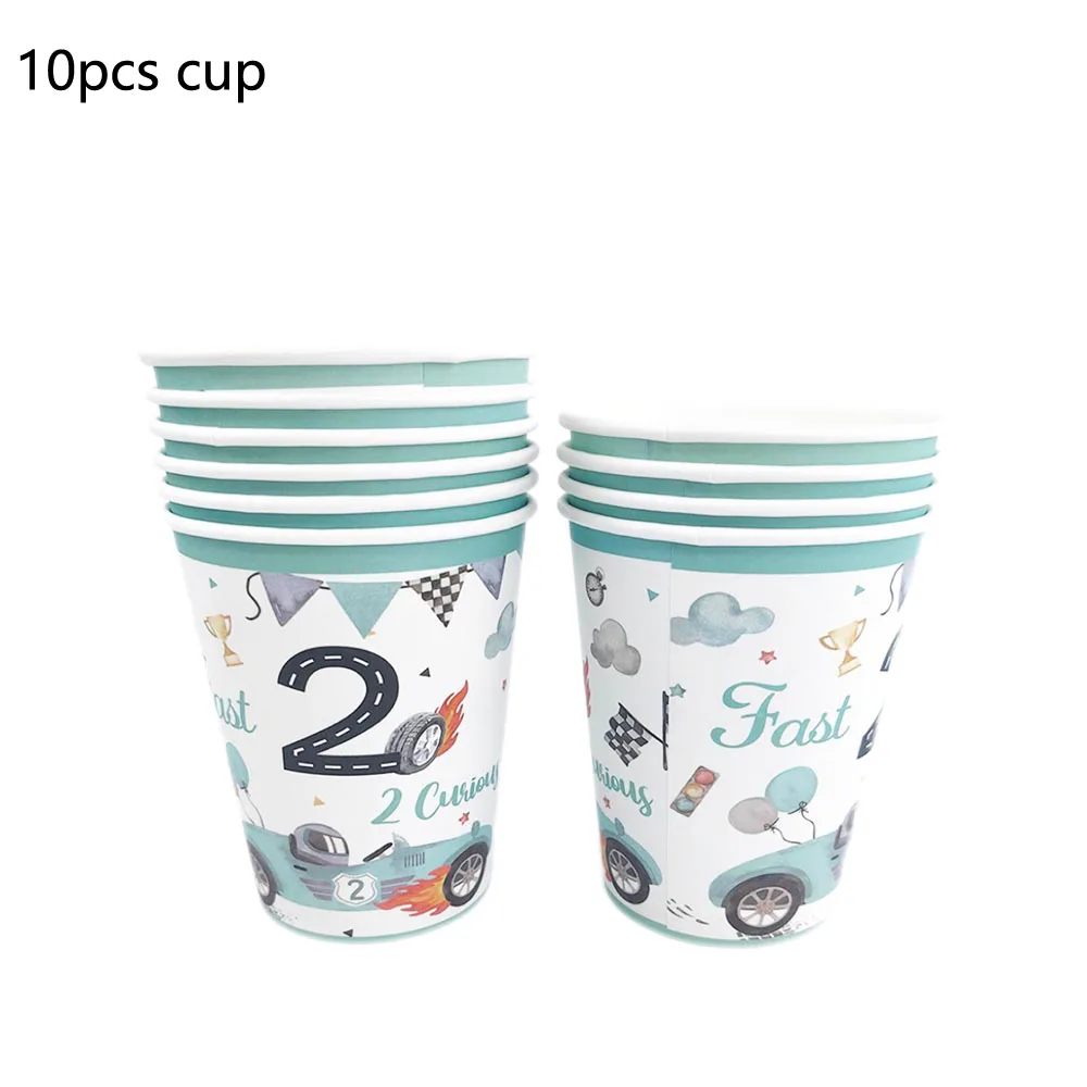 Race Car Theme Two Fast Boys 2th Birthday Party Decorations for Race Car Checkered Flags Racing Wheel Disposable Tableware