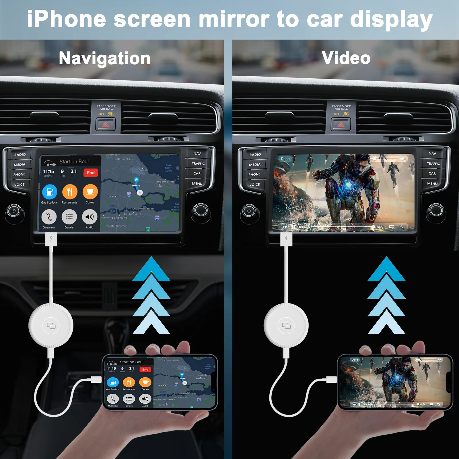 iPhone Carplay to Car Mirror Adapter Wired Carplay Mirrorring Dongle Carplay Adater for Factory Wired Carplay Converter