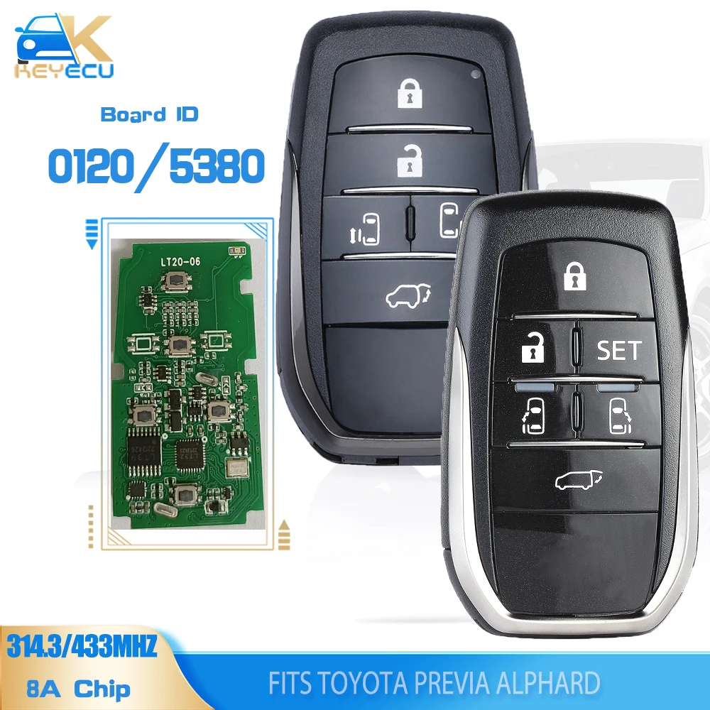 

Плата KEYECU ID: 5380 / 0120 для Toyota Previa Alphard Smart Remote Car Key 314,3 МГц/433 МГц 8A работает для K518 K518ISE KH100 +