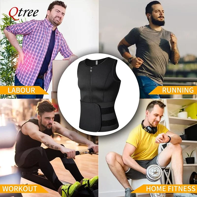 Men Waist Trainer Slimming Vest Sauna Sweat Compression Workout Shirts Fat Burner Stomach Slim Body Shaper Weight Loss Suit