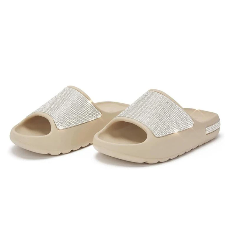 2023 New Diamond Face Slippers Women Summer Flash Thick Bottom Luxury Sandals Outdoor Beach Slippers Flip Flop Shoes