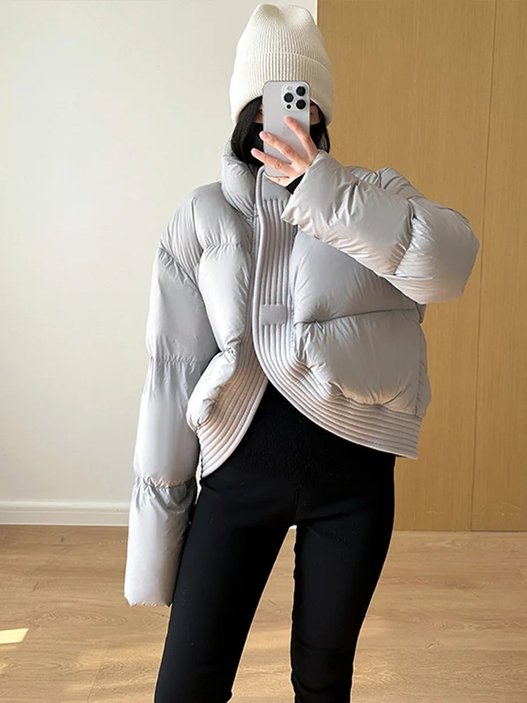 QAZIQILAND Женская куртка 90% из белого гусиного пуха с воротником-стойкой