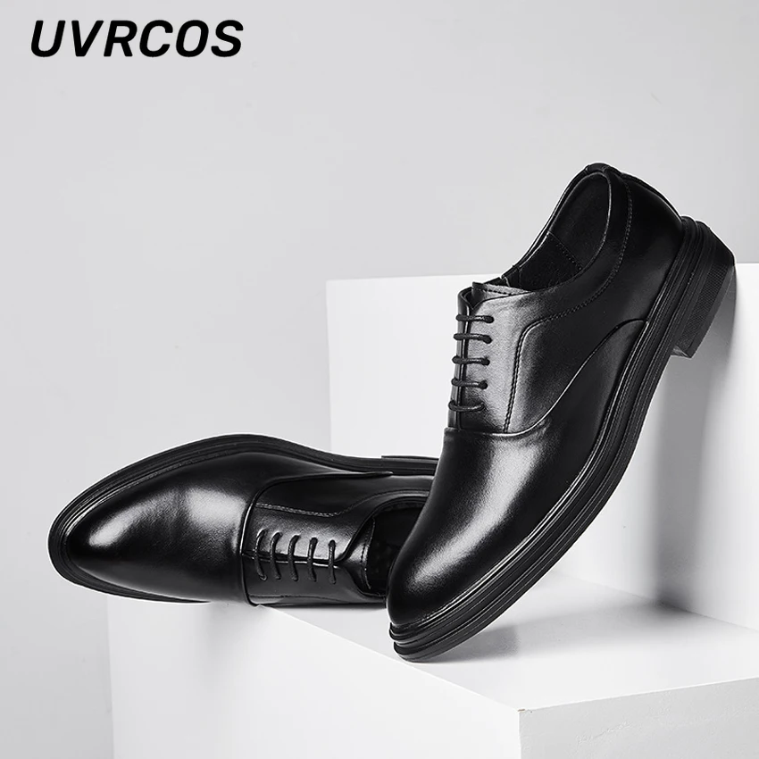 Men Dress Shoes Low Top Pointed Leather  Fashion Casual   Business Shallow Mouth Non-slip Flat Oxford  New