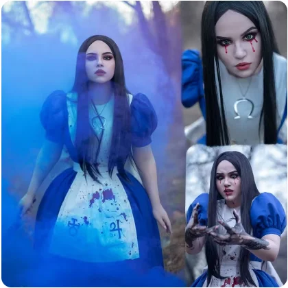 Аниме Алиса платье принцессы фартук горничной игра безумие возвращается