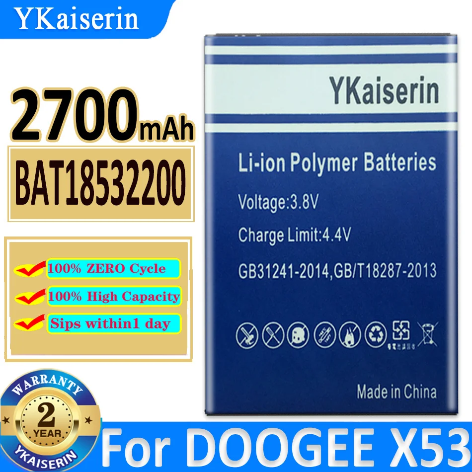 

Аккумулятор ykaisсеребрин Для DOOGEE BAT18532200 X53 X 53 2700 мАч, Аксессуары для мобильных телефонов, батареи + трек-код