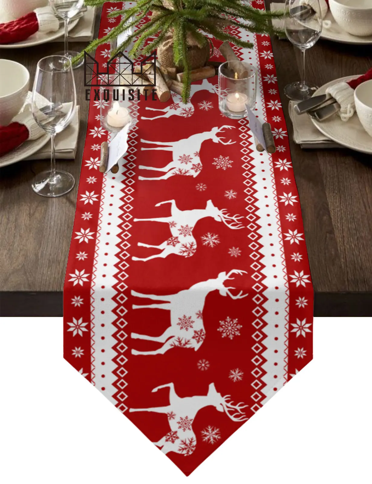 

Рождественский лось Снежинка искусственная Свадебная обеденвечерние Вечеринка Новогодняя скатерть рождественские украшения для дома ска...