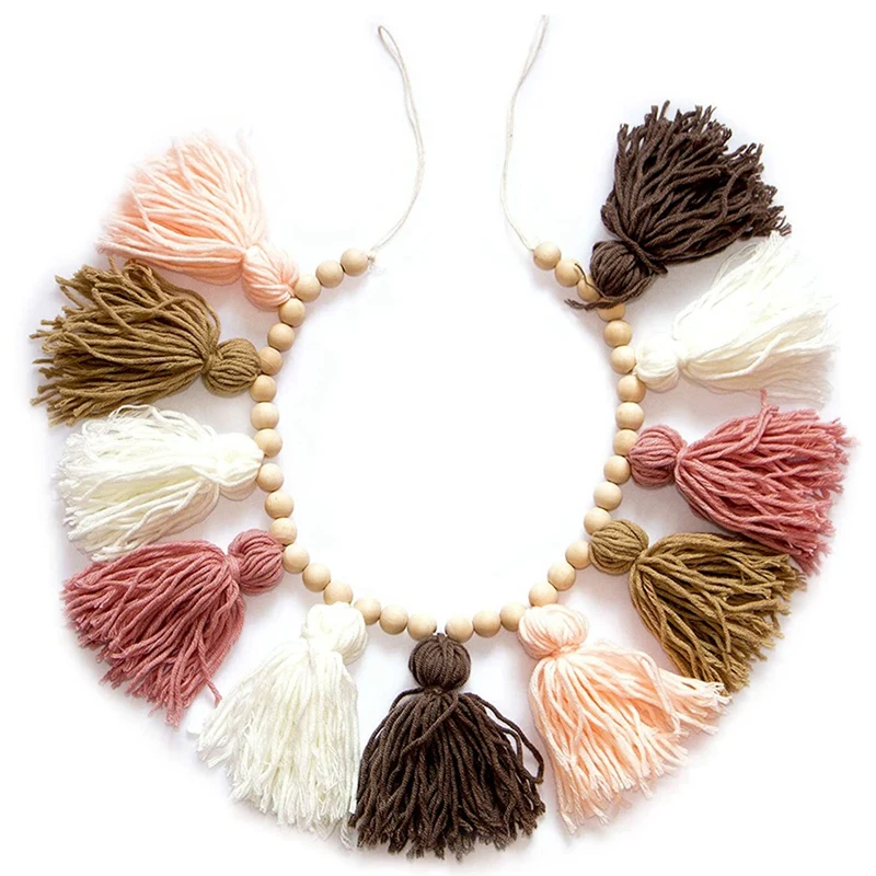 

Качественная гирлянда с кисточками-гирлянда с кисточками в стиле бохо с деревянными бусинами-Настенный декор для спальни, комнаты для дево...
