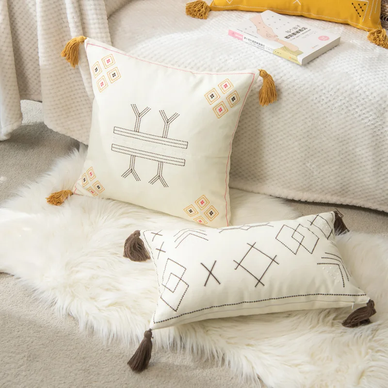 

DUNXDECO Nordica простая наволочка Bohomia с геометрической вышивкой декоративная наволочка для подушки свежая гостиная диван стул Coussin