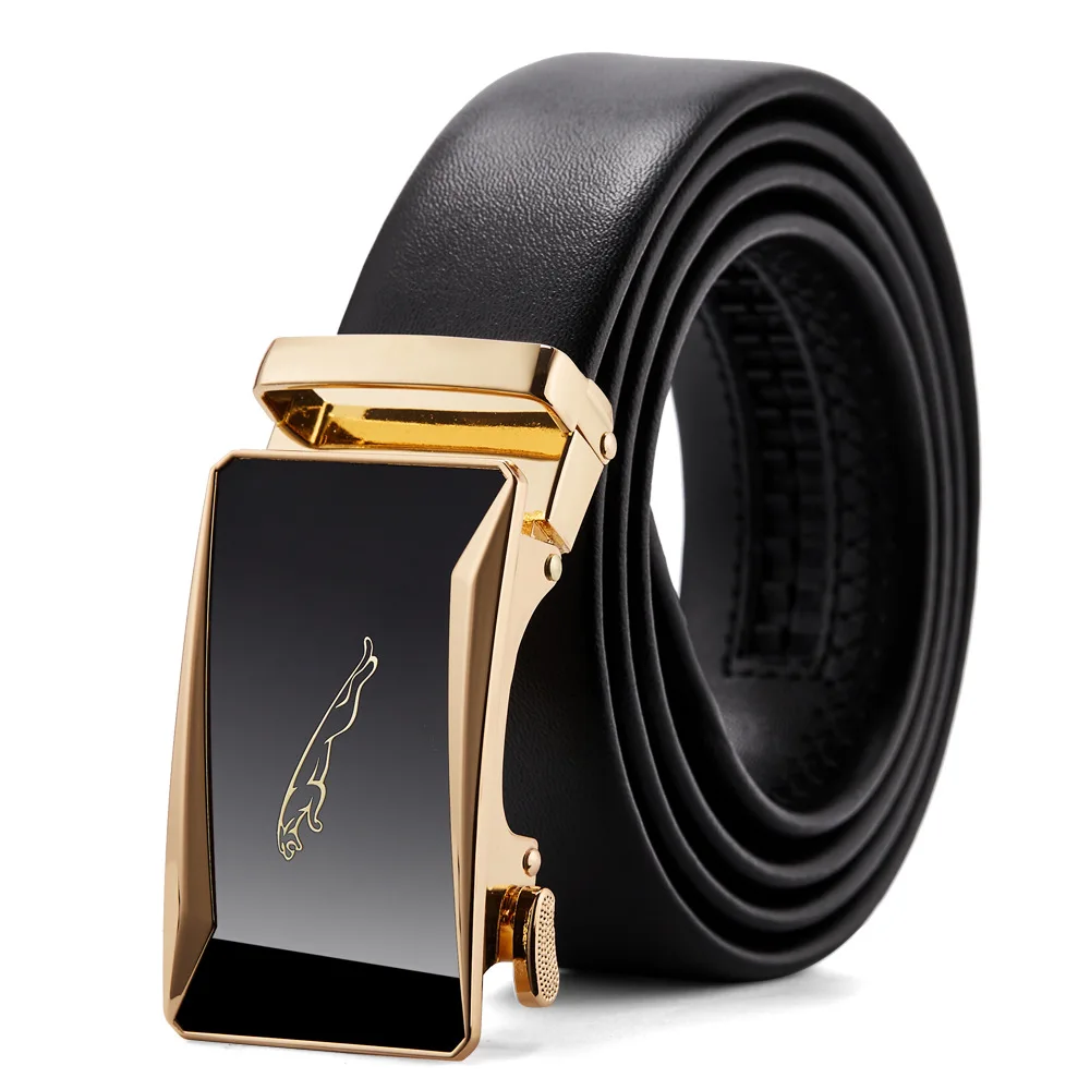 Ремень мужской из натуральной кожи с автоматической пряжкой черный | Аксессуары