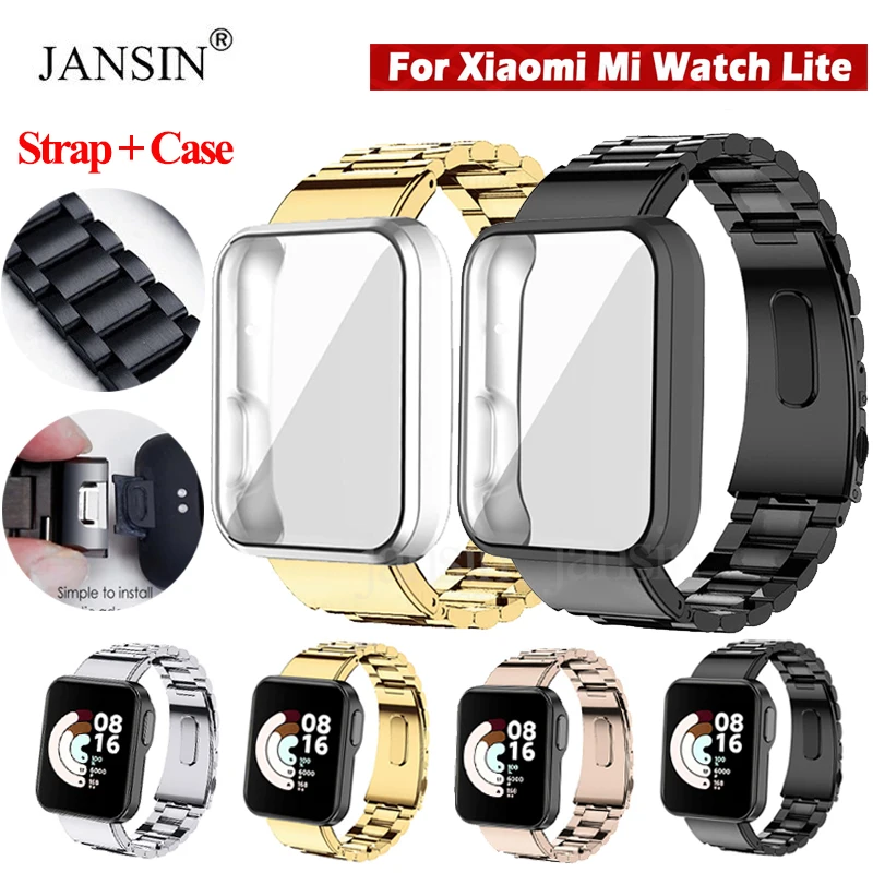 Watch Starp+Protector Case For Xiaomi Mi Watch Lite Correa Stainless Steel Band For Xiaomi Mi watch Lite Strap Bracelet Cover