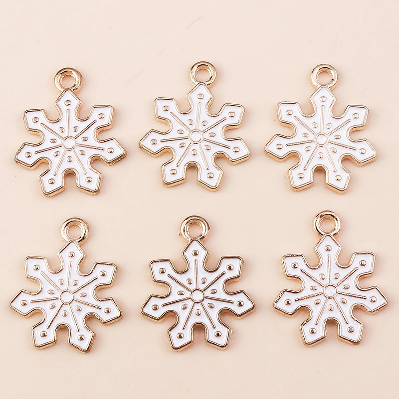 

10pcs 17x20mm Enamel Christmas Snowflake Charms Pendants for Jewelry Making DIY Drop Earrings Necklaces Handmade Bracelets Gifts
