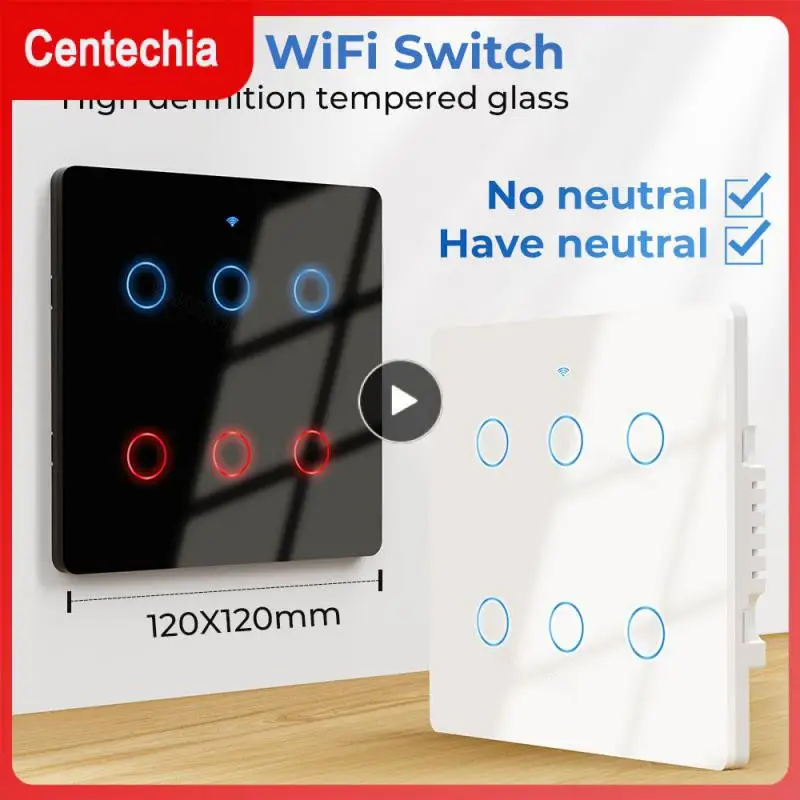 

Сенсорные переключатели из закаленного стекла с Wi-Fi, портативный смарт-переключатель с граффити, 10 А, голосовое дистанционное управление, Б...