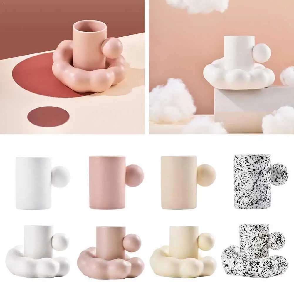 Cloud Ceramic Coffee Mug With Saucer Ceramic Coffee Cup Tray Set Creative Drink Water Tea Milk Mug Espresso Coffee Cup Set Gifts