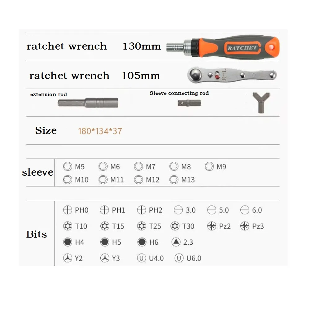 

43in1 Trox Star Cross Screwdriver Bit Handle Extension Rod Ratchet Wrench Socket For Smartphones Electric Repairing Manual Tools