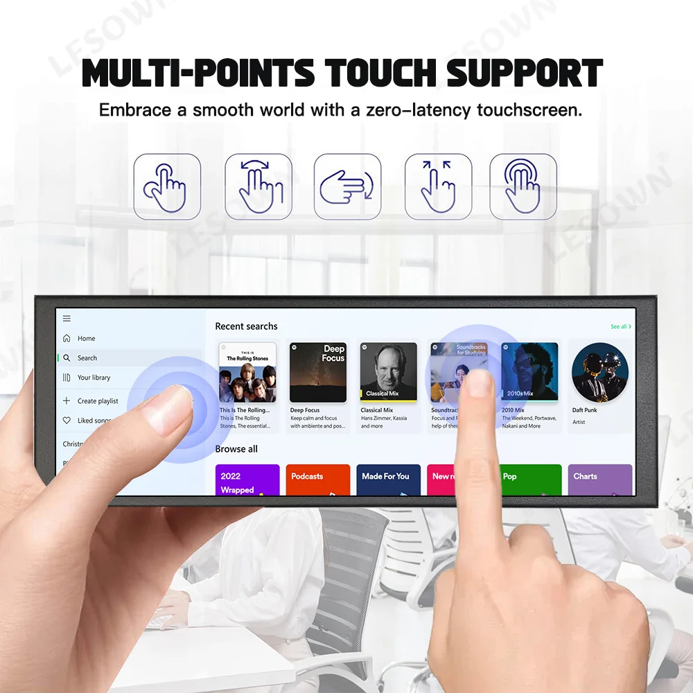 LESOWN 7 84-дюймовый растянутый экран с экраном 400x1280 IPS HDMI 500 кд/м2 высокая яркость