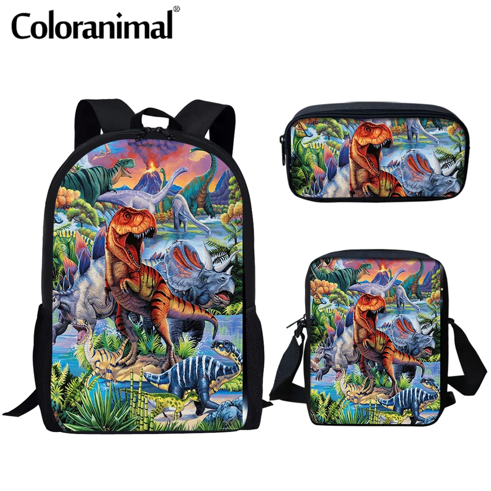 

Coloranimal New Spring Teenager Kids School Bag 3D Dinosaur Printing Boys Backpack Set 2022 Big Book Pack School Student Mochila