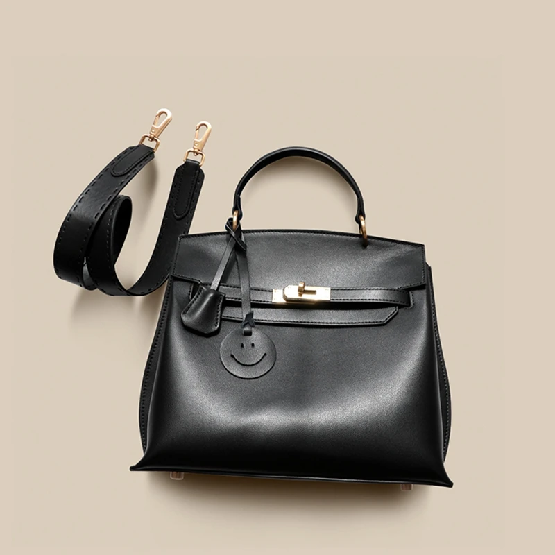 

Black Fashion Elegant Genuine Leather Women Bag\Handbag Real Cowhide Leather Lady Shoulder Bag Big Crossbody Bag High Capacity