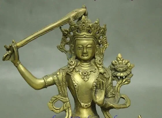 Тибетский буддийский храм латунное сиденье лотос Веншу Манджушри статуя богини