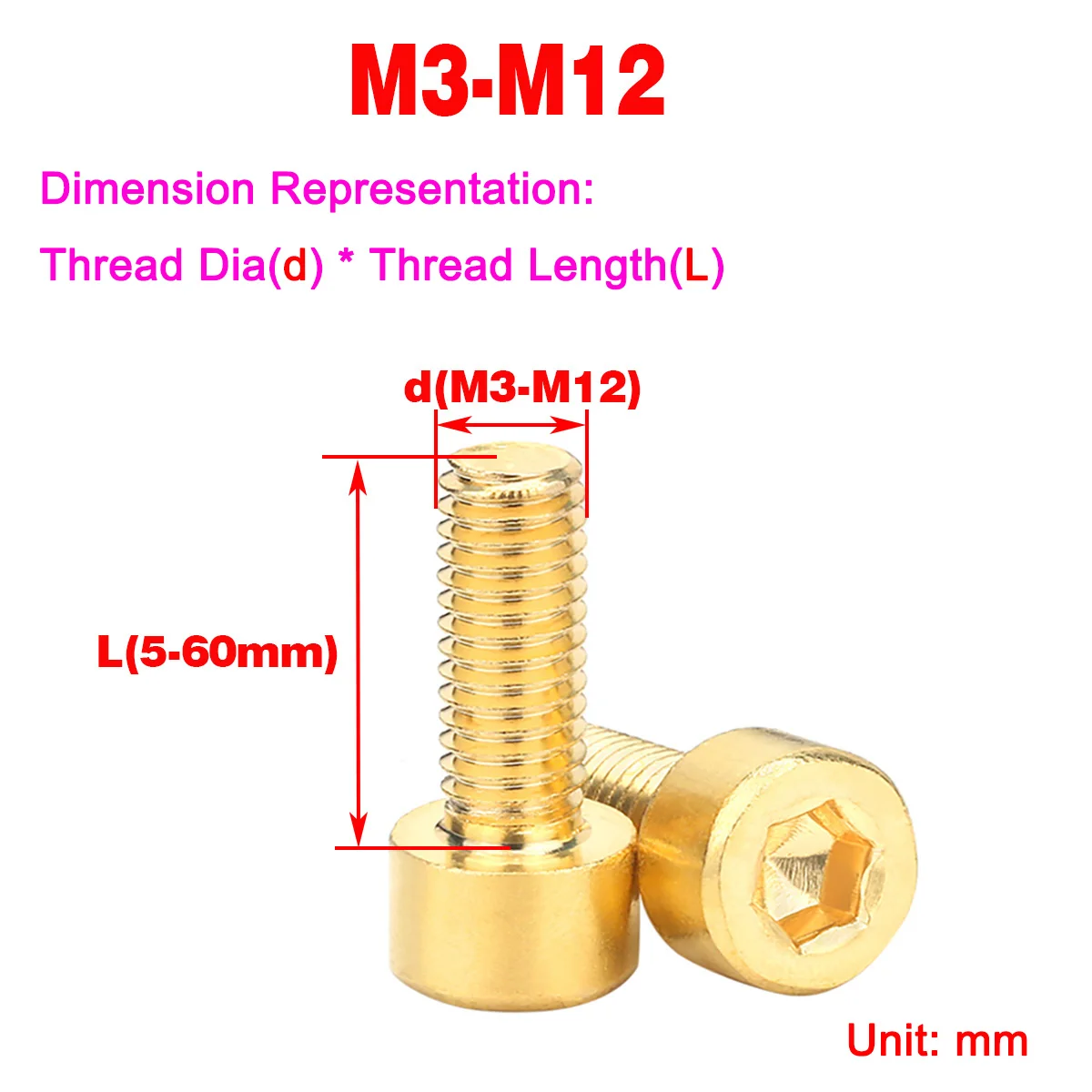 

Brass Hexagon Socket Head Extension Screw, All Copper Cup Head Screw M3-M12