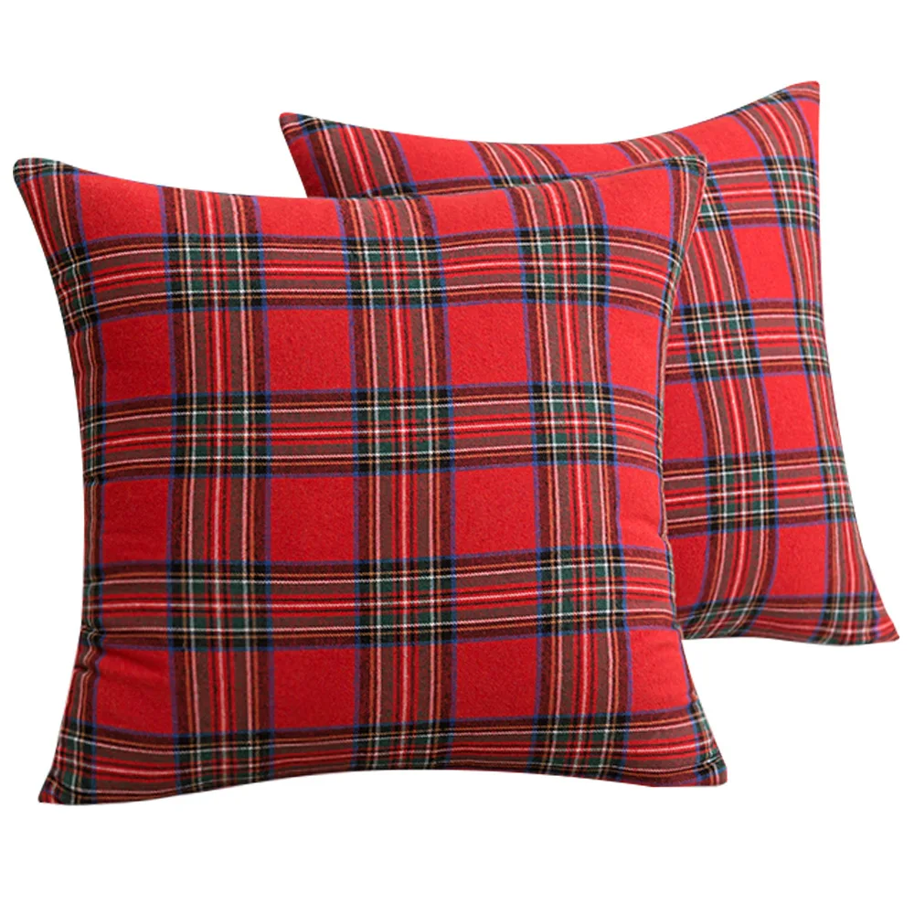 

Inyahome Christmas Decorative Boho Throw Pillow Covers Farmhouse Checkered Plaid Accent Cushion Cases for Couch Coussin Canapé