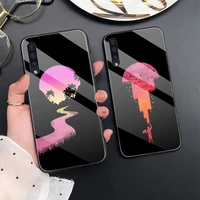 sunset scenery tempered glass case for samsung galaxy a52 a52s 5g a12 a51 a50 a72 a70 a71 a21s a32 a21s a10e a10s a11 a20 cover