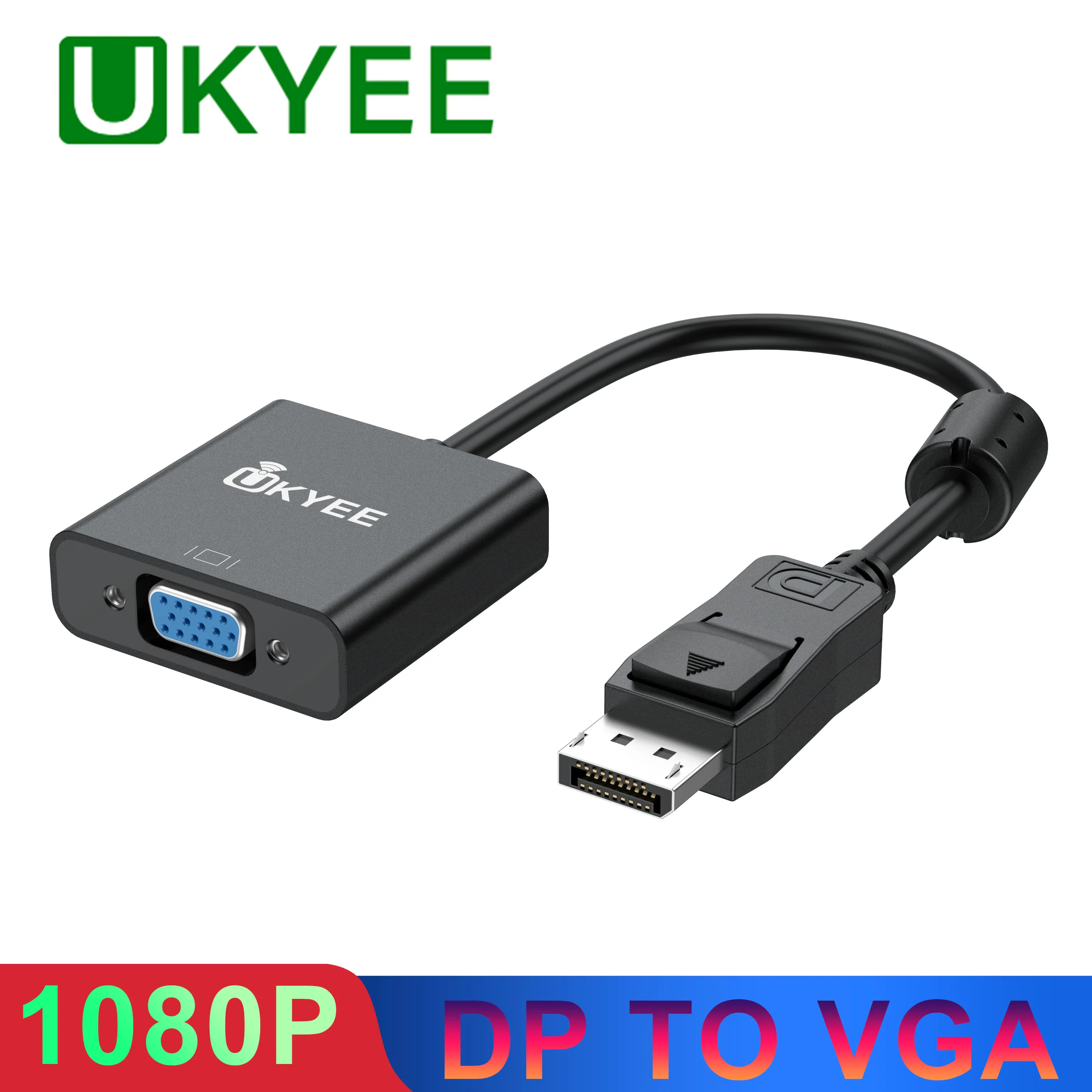 

UKYEE 1080P DisplayPort to VGA Adapter,Magnetic Ring DP to VGA Converter Male to Male Gold-Plated Cord Cable for Lenovo, Dell