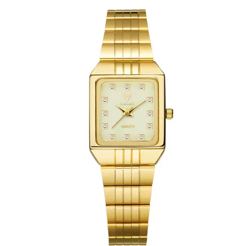 LIEBIG 2pcs Couple Lovers Luxury Business Watches Golden Stainless Steel Strap Quartz Waterproof Clock Wristwatch For Mens Women