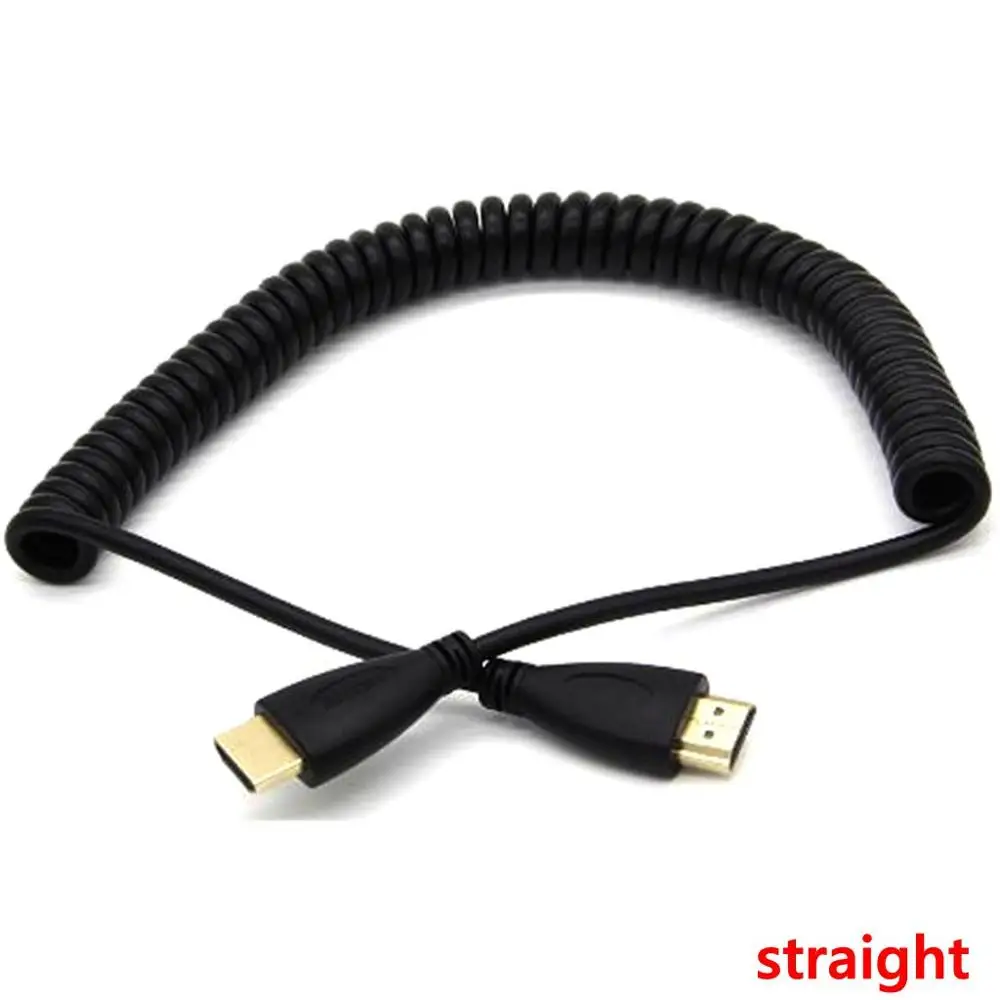 hdmi кабель Спиральный с пружинным спиральным штекером Hdmi 90 градусов вилка HDMI к