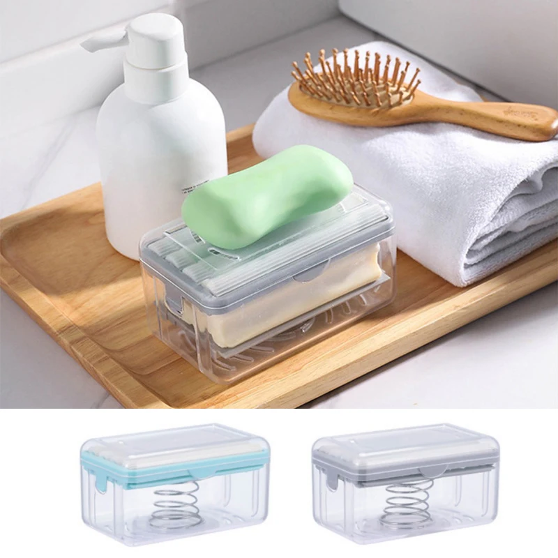 

New Soap Dish Holder For Bathroom Toliet Soap Storage Box Plastic Storage Container With Drain Soap Drain Box Bathroom Gadgets