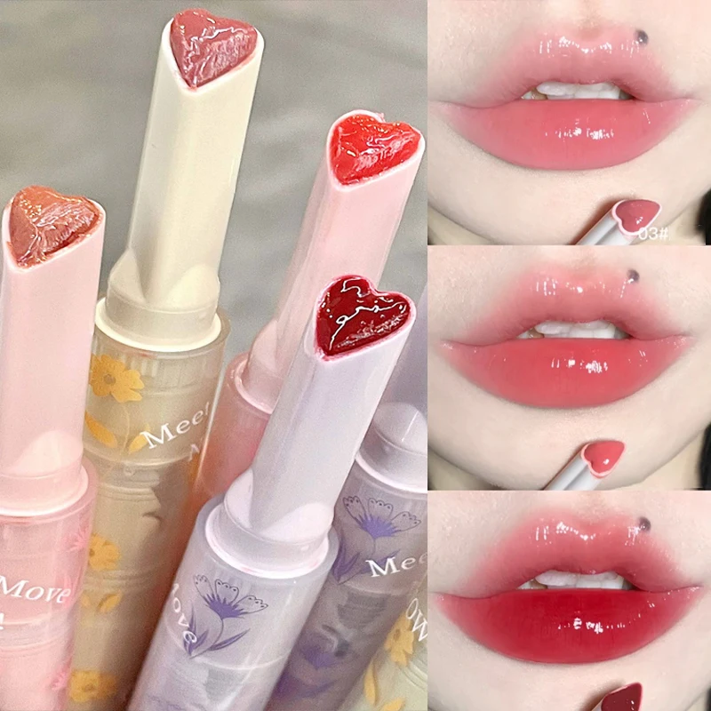 

Water-light Mirror Lip Glaze Glitter Lip Tint Long Lasting Moisturising Love Heart Shape Solid Lipstick Pen Lips Makeup Cosmetic